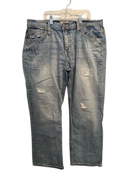 BKE Men's Distressed Light Blue Jeans 34 Short Y2K